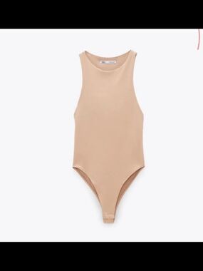 gaze Beige Tank-Style One-Piece Bodysuit